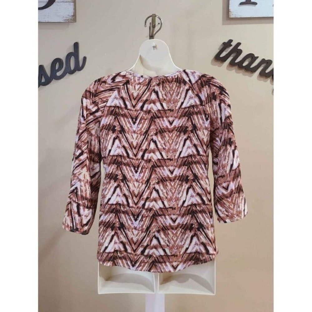 Size 18/20W EST. 1946 Shades of Brown Stretch Top - Picture 2 of 4